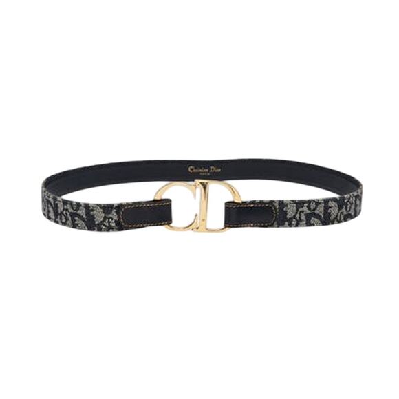 Christian Dior Blue Trotter Logo Canvas CD Belt 80 sz main image 2